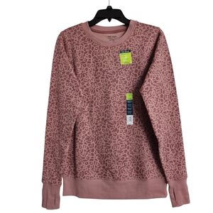 TEK GEAR Ultrasoft Fleece Pink Leopard Print Sweatshirt